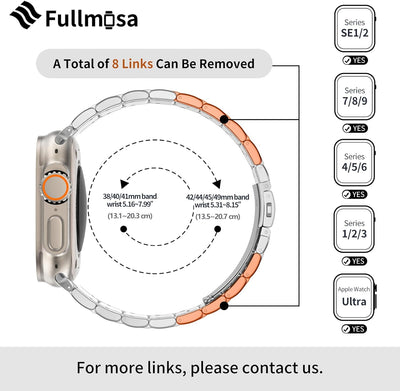 Fullmosa Kompatibel mit Apple Watch Armband 49mm Series Ultra2/Ultra, Edelstahl Apple Watch Ersatzar