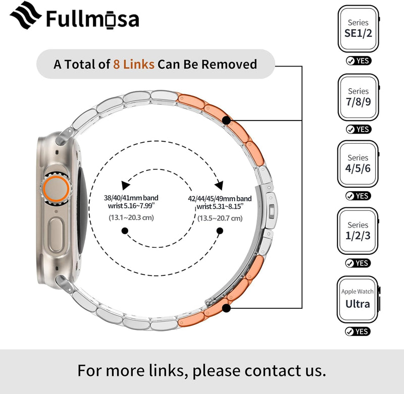 Fullmosa Kompatibel mit Apple Watch Armband 49mm Series Ultra2/Ultra, Edelstahl Apple Watch Ersatzar