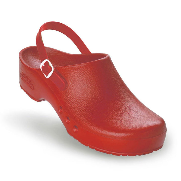 CHIROCLOGS Special OP Schuhe mit erhöhtem Absatz, 45 EU Rot mit Fersenriemen