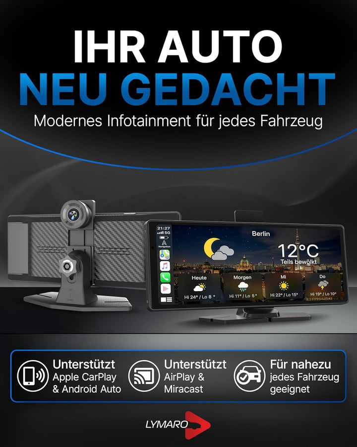 Wireless CarPlay Display & Android Display fürs Auto, tragbares Apple Auto CarPlay Display & Android