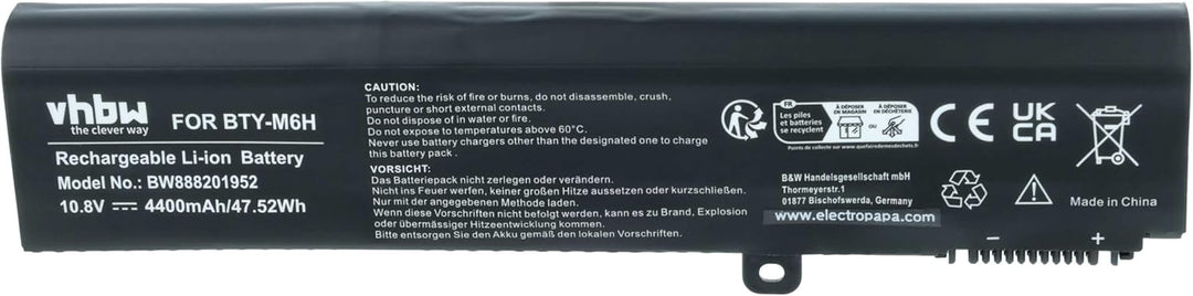 vhbw Akku kompatibel mit MSI GP72VR-6RF, GP72VR-6RFAC16H21, GP72VR-7RF, GP72VR-7RF-267 Notebook (440