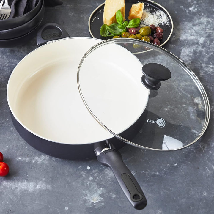 GreenPan Rio Gesunde Keramische Antihaft-Schmorpfanne 30 cm/4,8 Liter mit Deckel, PFAS-frei, Stay-Co