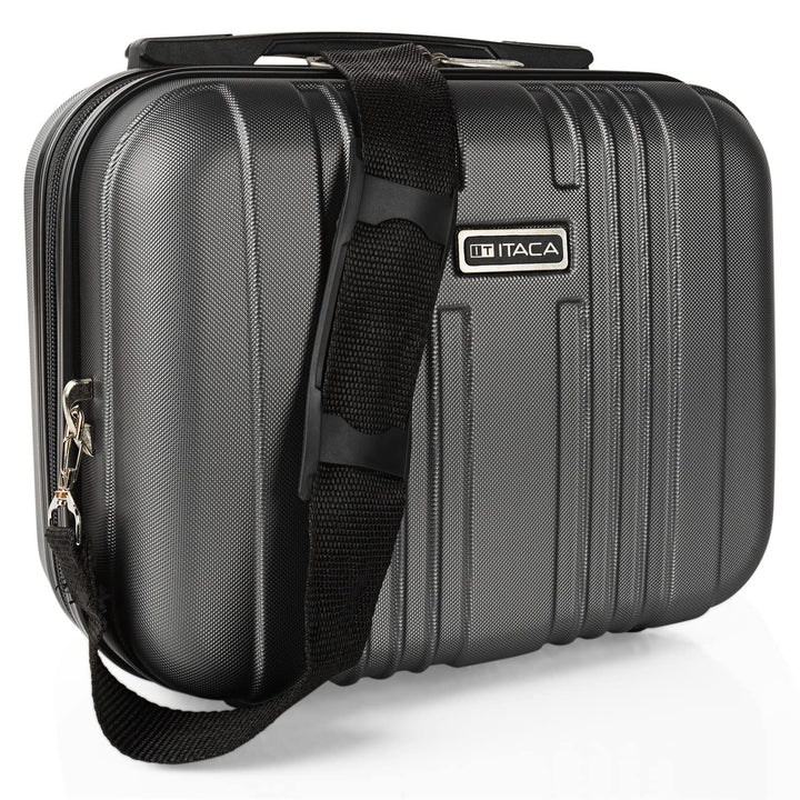 ITACA - Hartschale Kosmetikkoffer. Kulturtasche. Reissverschluss. Trolleygestänge. Einziehbare Griff