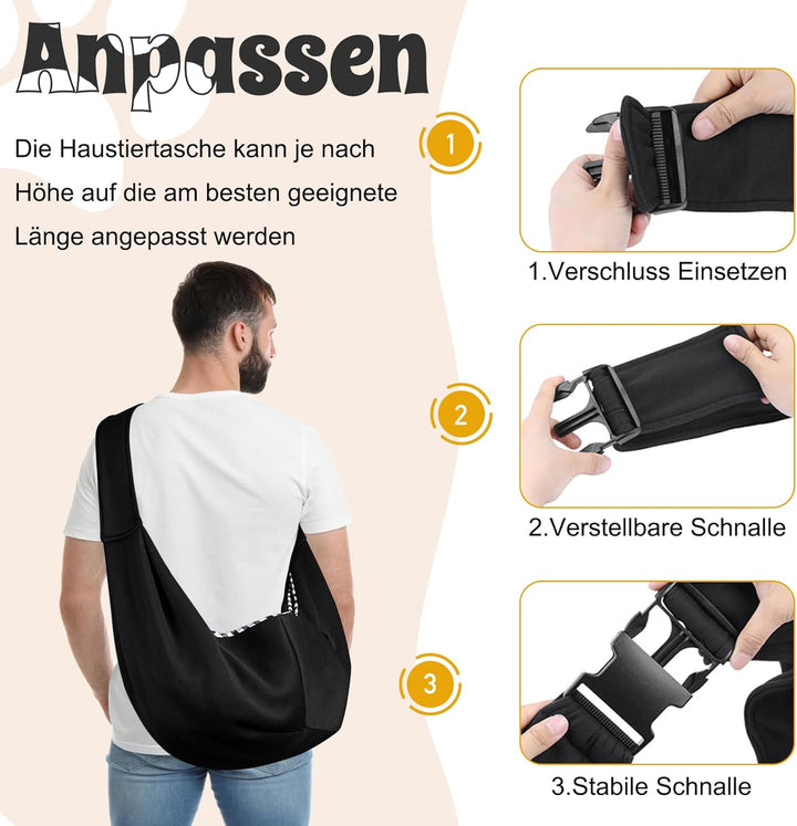 Hundetragetasche, Tragbare Haustier Hundetasche mit Verstellbare Schultergurt und Fronttasche Wendba