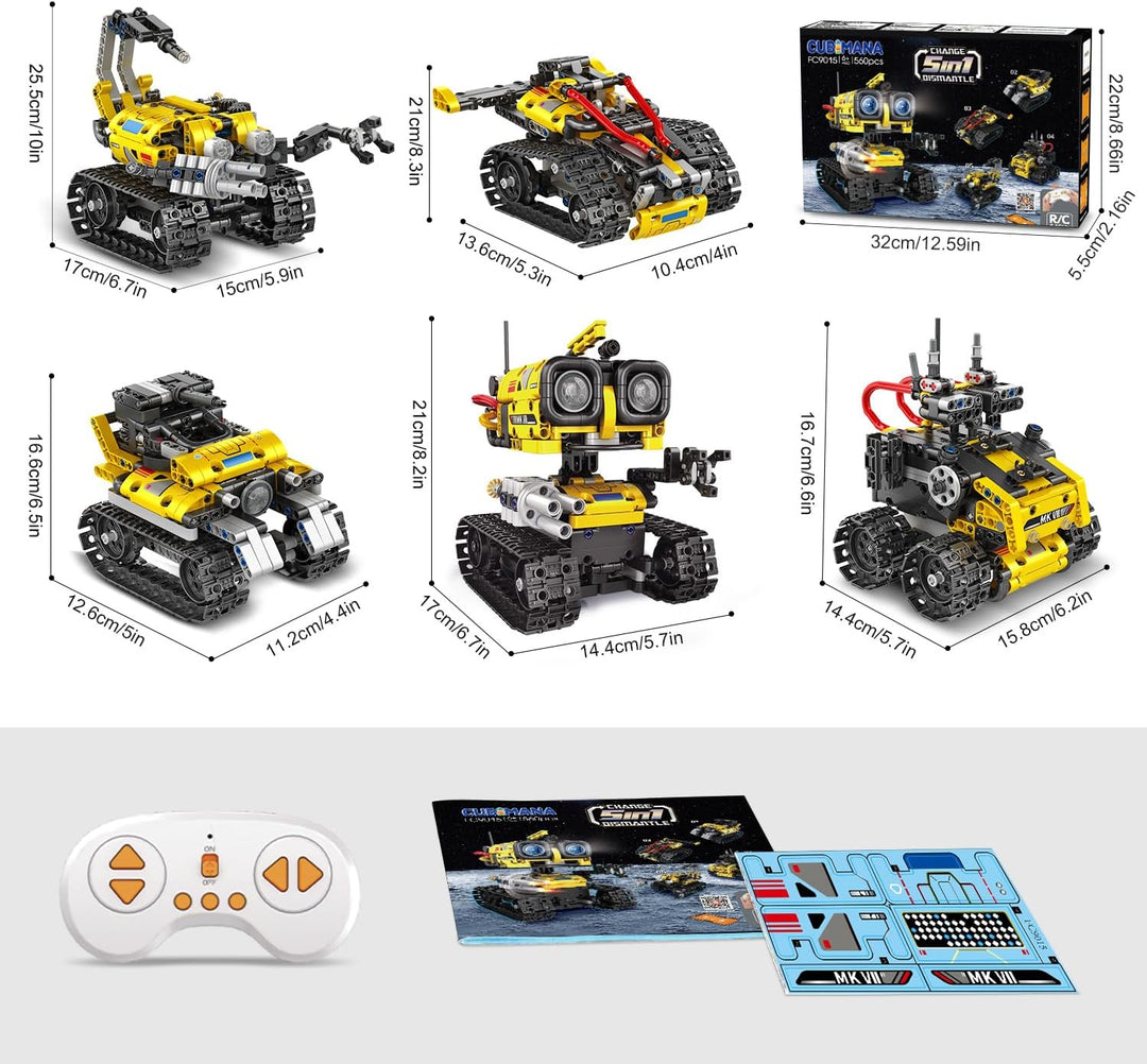 Technik Roboter Bauspielzeug für Kinder - 5 in 1 App & Fernsteuerung Technik Spielzeug, Wall Robot/E