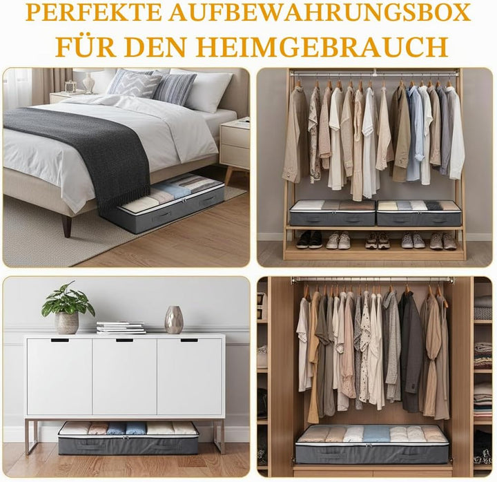 Romon Unterbett Aufbewahrungsbox Unterbettkommode, 3 Stück Bettkasten 75L Faltbare mit Reissverschlü