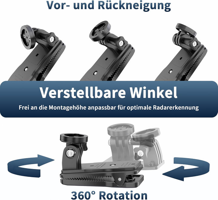 EFEALL Satteltaschen Halterung für Garmin Radar, 360° Drehbar & Neigbar Varia Halterung, Rutschfeste