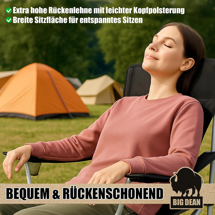 BigDean 2er Set Campingstuhl extra hohe Lehne max. 150kg belastbar