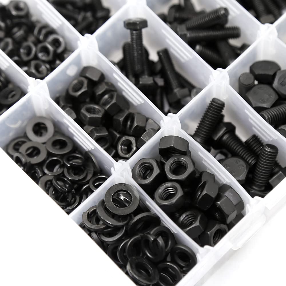 YEEZET 652 Pcs M4 M5 M6 Schrauben Sechskantschrauben Unterlegscheiben Federringe und Muttern Sortime