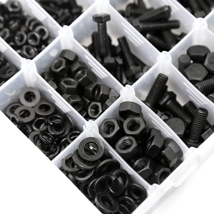 YEEZET 652 Pcs M4 M5 M6 Schrauben Sechskantschrauben Unterlegscheiben Federringe und Muttern Sortime