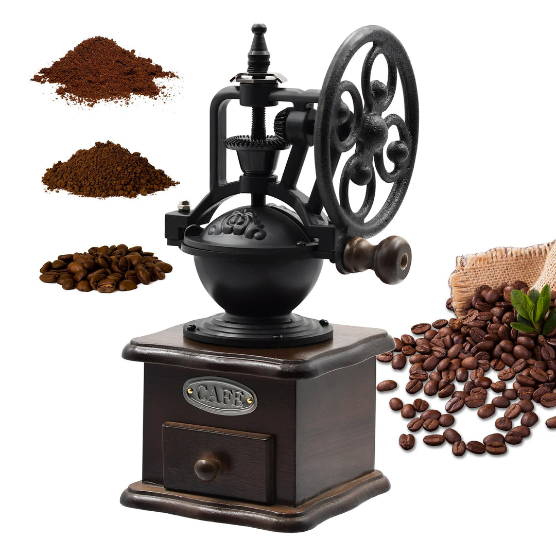 Manuelle Kaffeemühle, Vintage-Stil hölzerne Kaffeemühle Walze Getreidemühle Handkurbel Kaffeemühlen