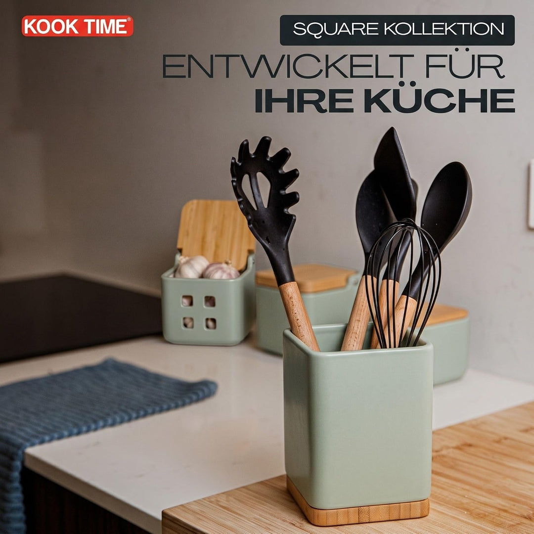 KOOK TIME Küchenutensilienhalter - Praktischer Utensilienhalter für die Küche, Besteckhalter aus Ker