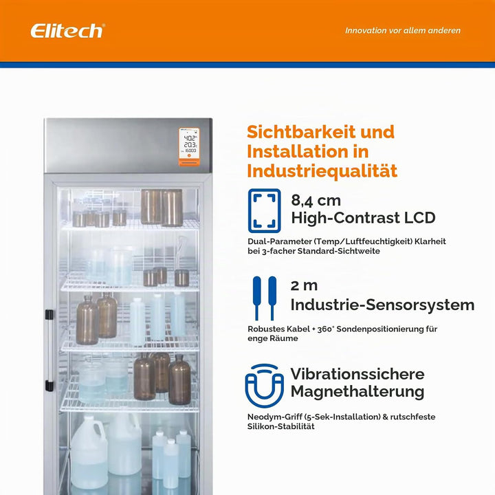 Elitech Temperatur Datenlogger, 16000 Punkte, Daten Aufzeichnungen und Export, Hohe Genauigkeit Sens