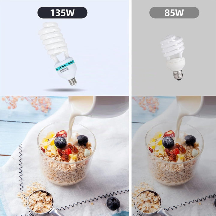 2X135W CFL Fotolampe 5500K Fotoleuchte mit E27 Stecker,FGen Studioleuchte Energiesparende 10000 Stun