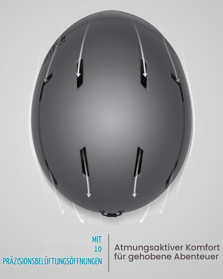 OutdoorMaster Skihelm-Set, Snowboard-Helm mit Brille für Erwachsene - 12 Belüftungsöffnungen - Skihe