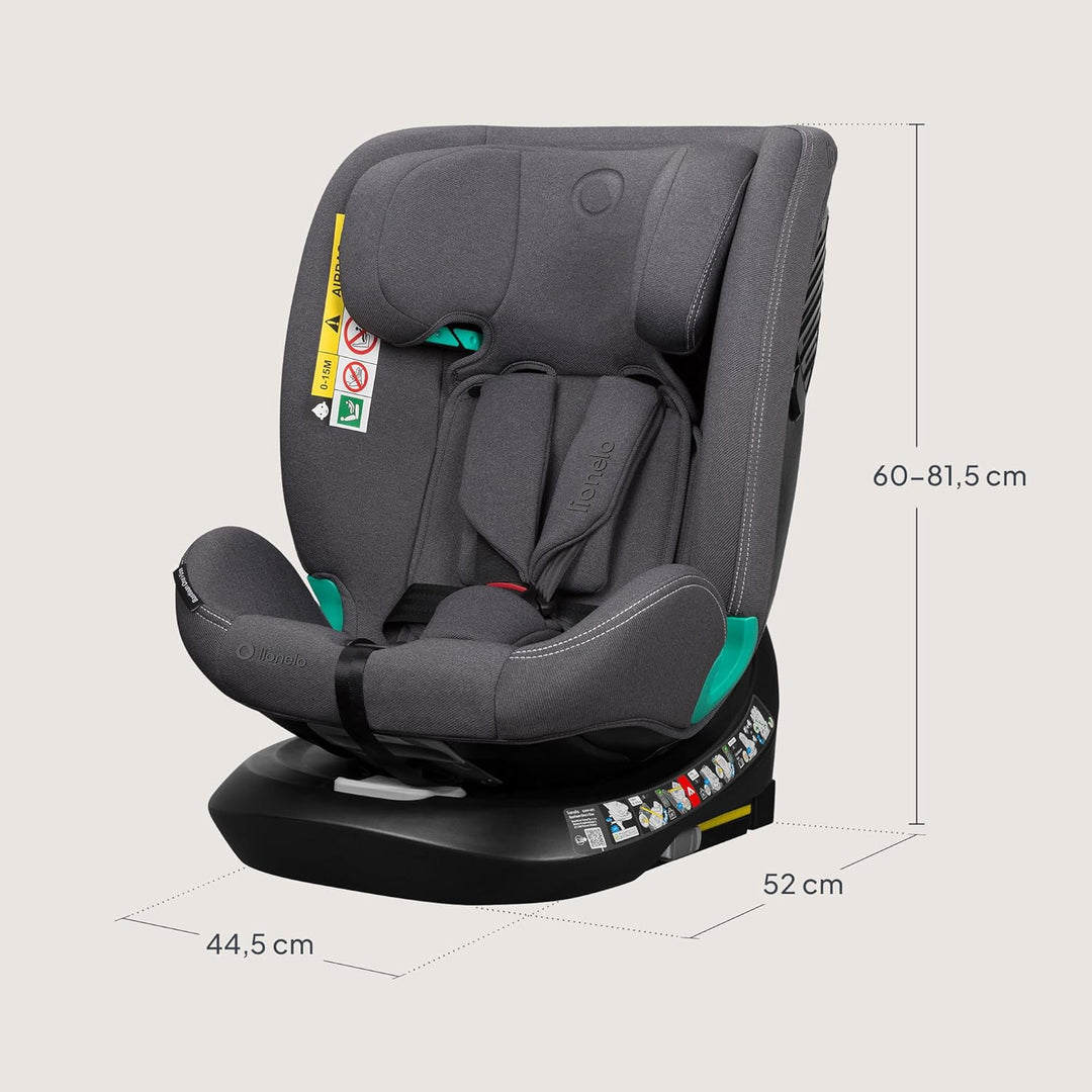 Lionelo Bastiaan i-Size One 360o drehbarer Autositz für Kinder von 40-150 cm, Montage in Fahrtrichtu