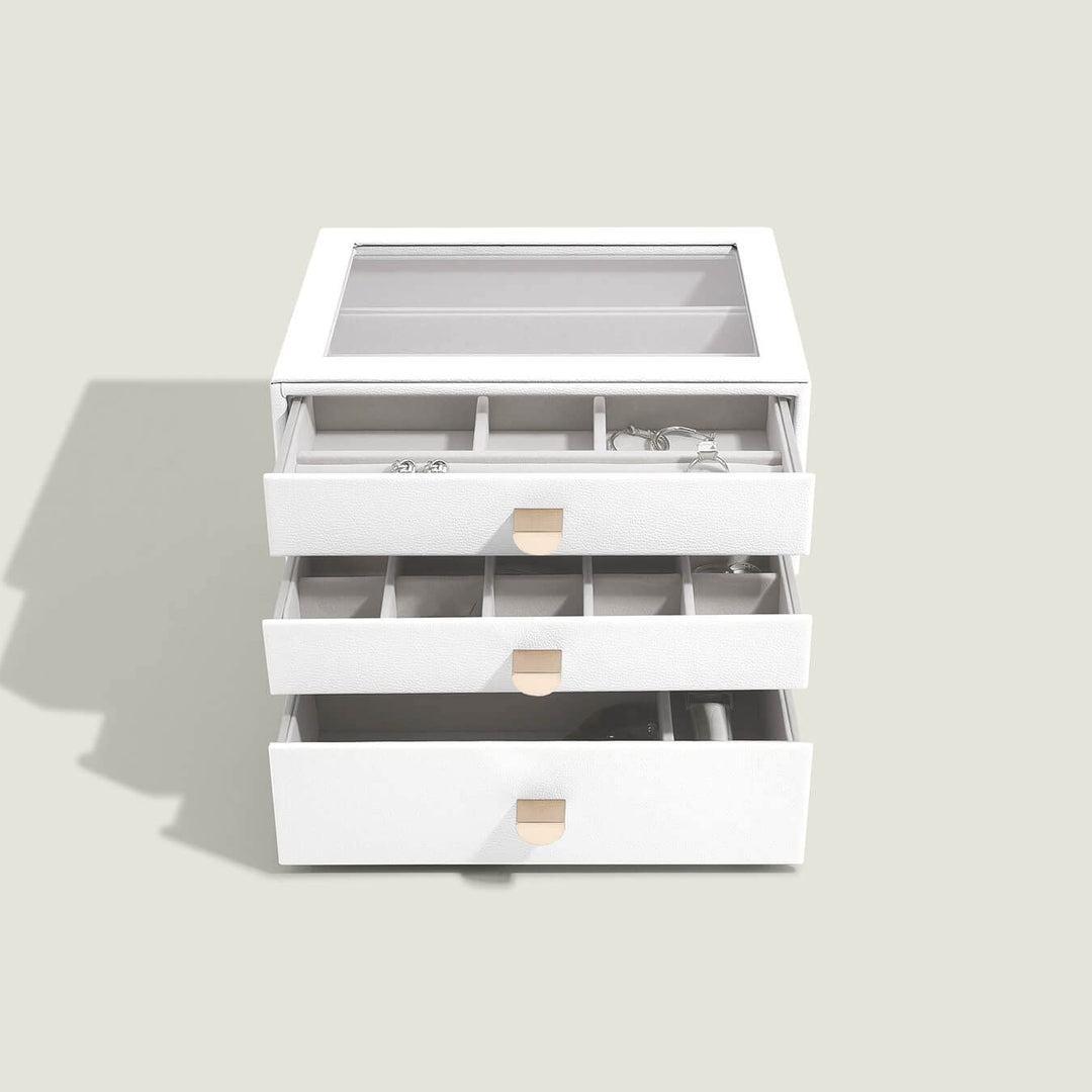 Stackers Pebble White Classic Jewellery Box - Set of 3 (with Drawers), White