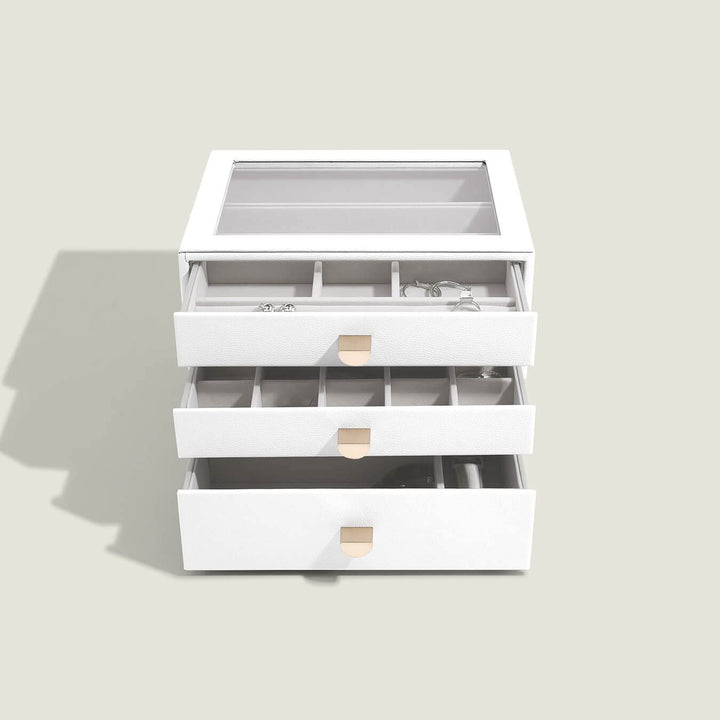 Stackers Pebble White Classic Jewellery Box - Set of 3 (with Drawers), White