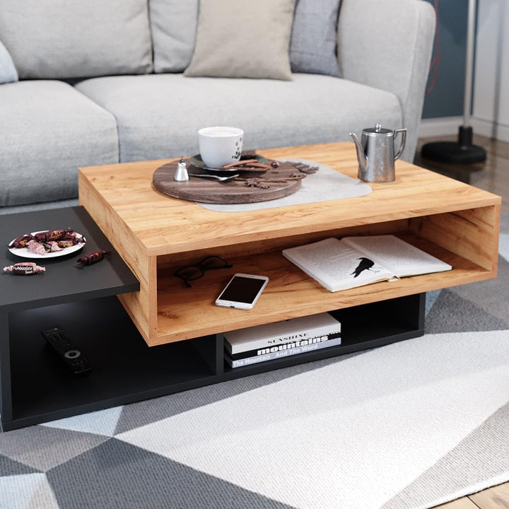 Vicco Couchtisch Sofatisch Beistelltisch Bari Anthrazit/Goldkraft