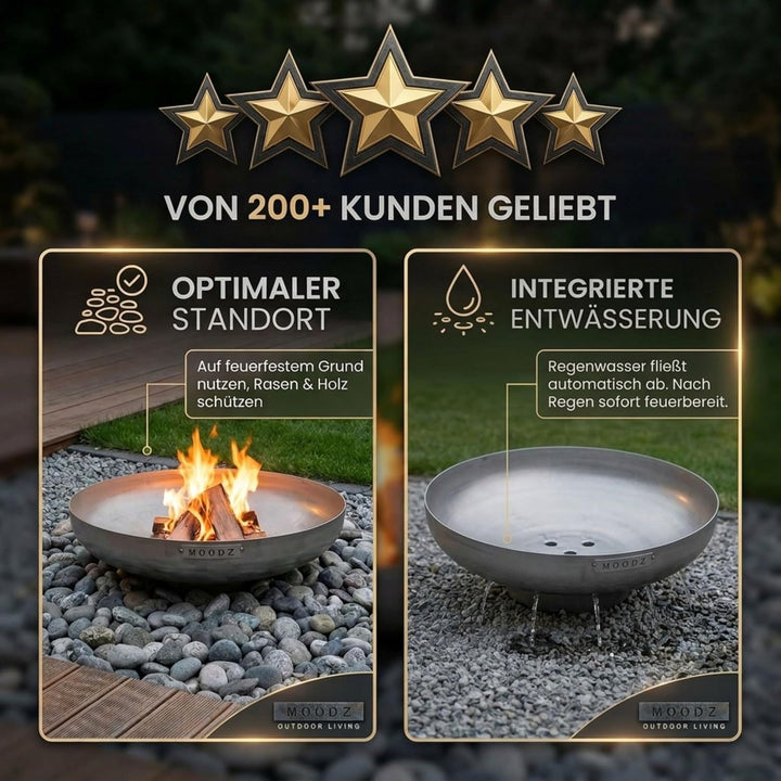 Feuerschale 80 cm Edelstahl - Feuerschalen für den Garten - Feuerstelle Outdoor & Feuertonne - Feuer