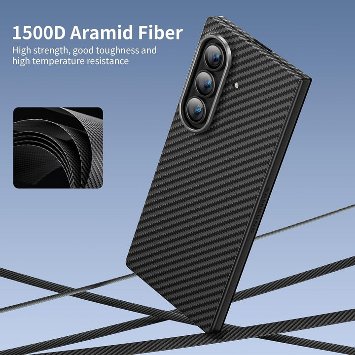 memumi 𝗨𝗽𝗴𝗿𝗮𝗱𝗲𝗱 Carbon Hülle für Galaxy Z Fold 7, [mit Schutzfolie auf der Vorderseite] 0,5 mm Super