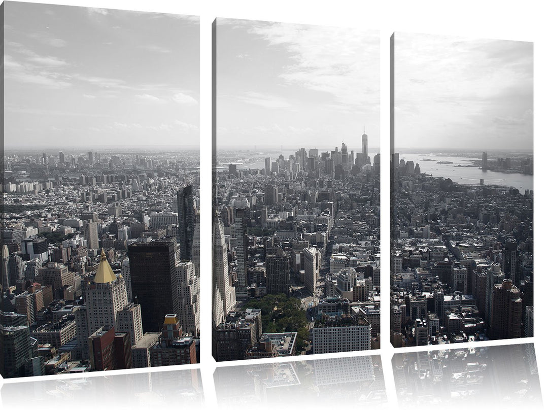 Pixxprint New York City Panorama B&W Detail 3-Teiler Leinwandbild 120x80 Bild auf Leinwand