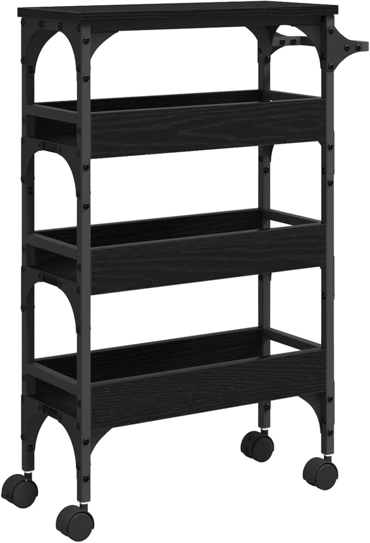 Küchenwagen mit Rollen 53 x 20 x 76 cm, Schmaler Servierwagen in Eichen-Optik, Beistellwagen für Küc
