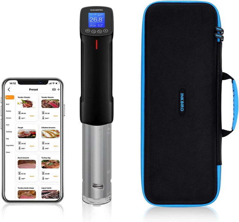 Inkbird Wlan Sous Vide Stick + EVA Tasche Schutz hülle Etui, Sous Vide Garer Wi-Fi-Steuerung, Präzis