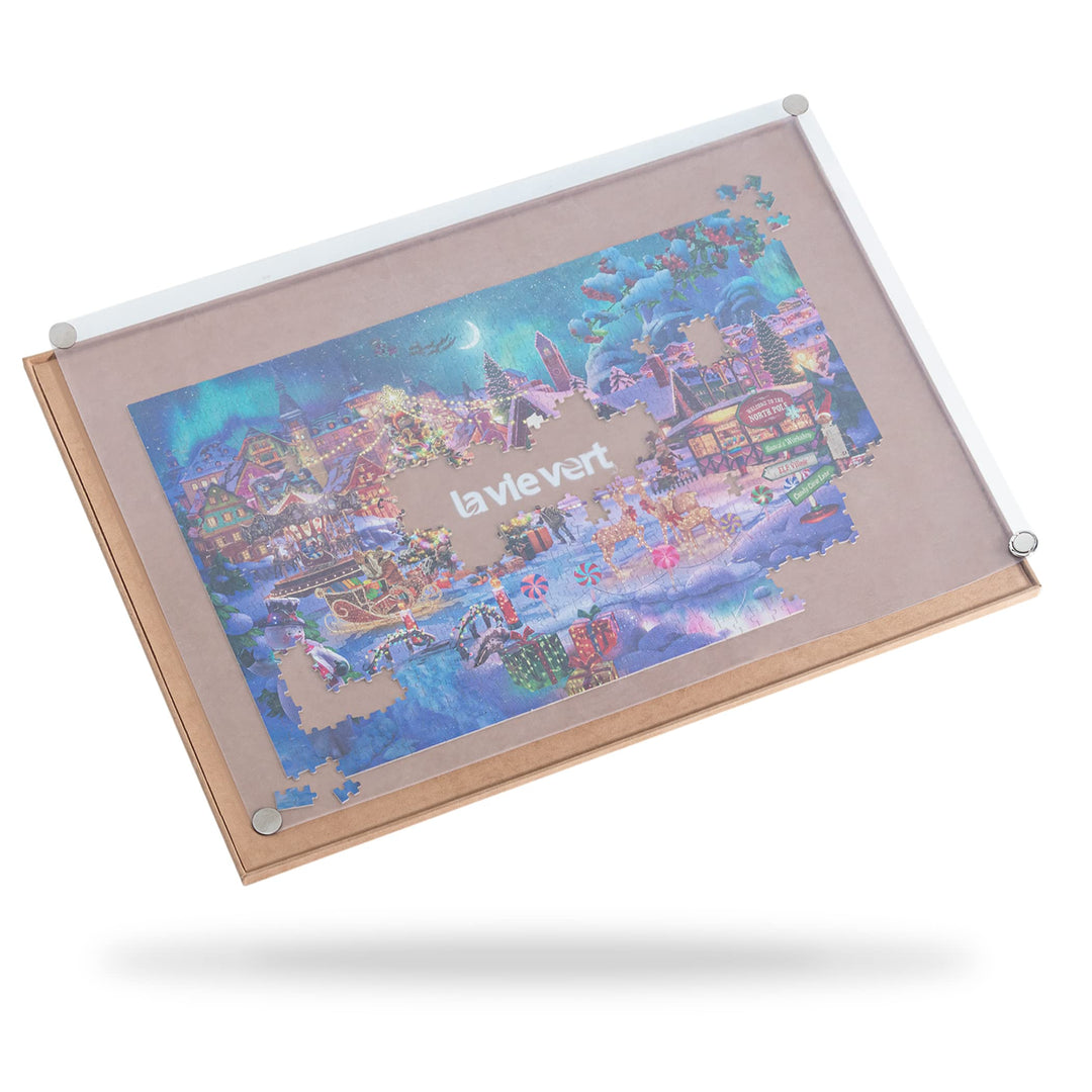 Lavievert tragbares Puzzle Brett aus Holz mit staubdichter Abdeckung, Puzzlematte, Puzzle Aufbewahru