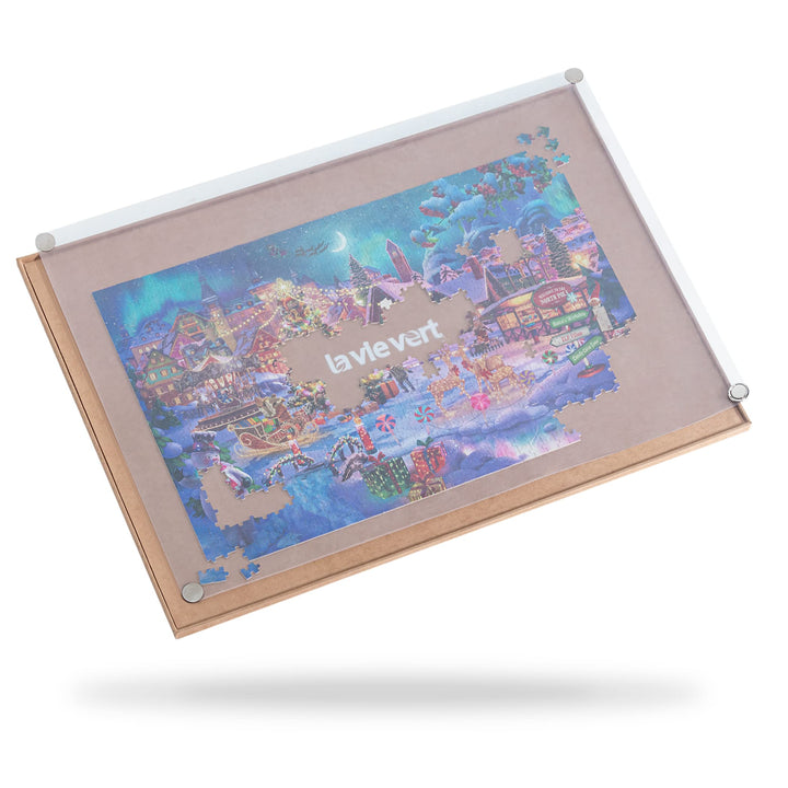 Lavievert tragbares Puzzle Brett aus Holz mit staubdichter Abdeckung, Puzzlematte, Puzzle Aufbewahru
