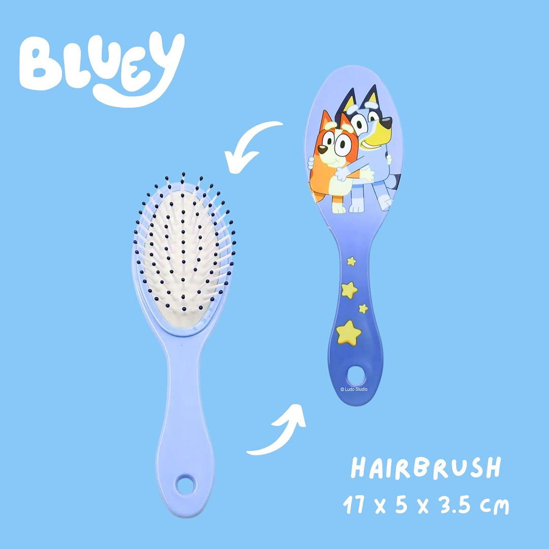 Bluey Kulturbeutel für Kinder, Design Bluey und Bingo Inklusive Haarbürste, Handtuch, Geldbörse, PVC
