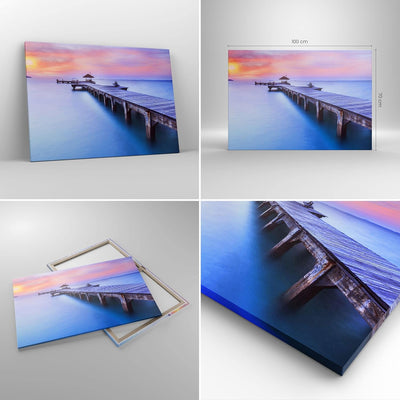 Bilder auf Leinwand 100x70cm Leinwandbild Strand Wasser Meer Urlaub Gross Wanddeko Bild Schlafzimmer