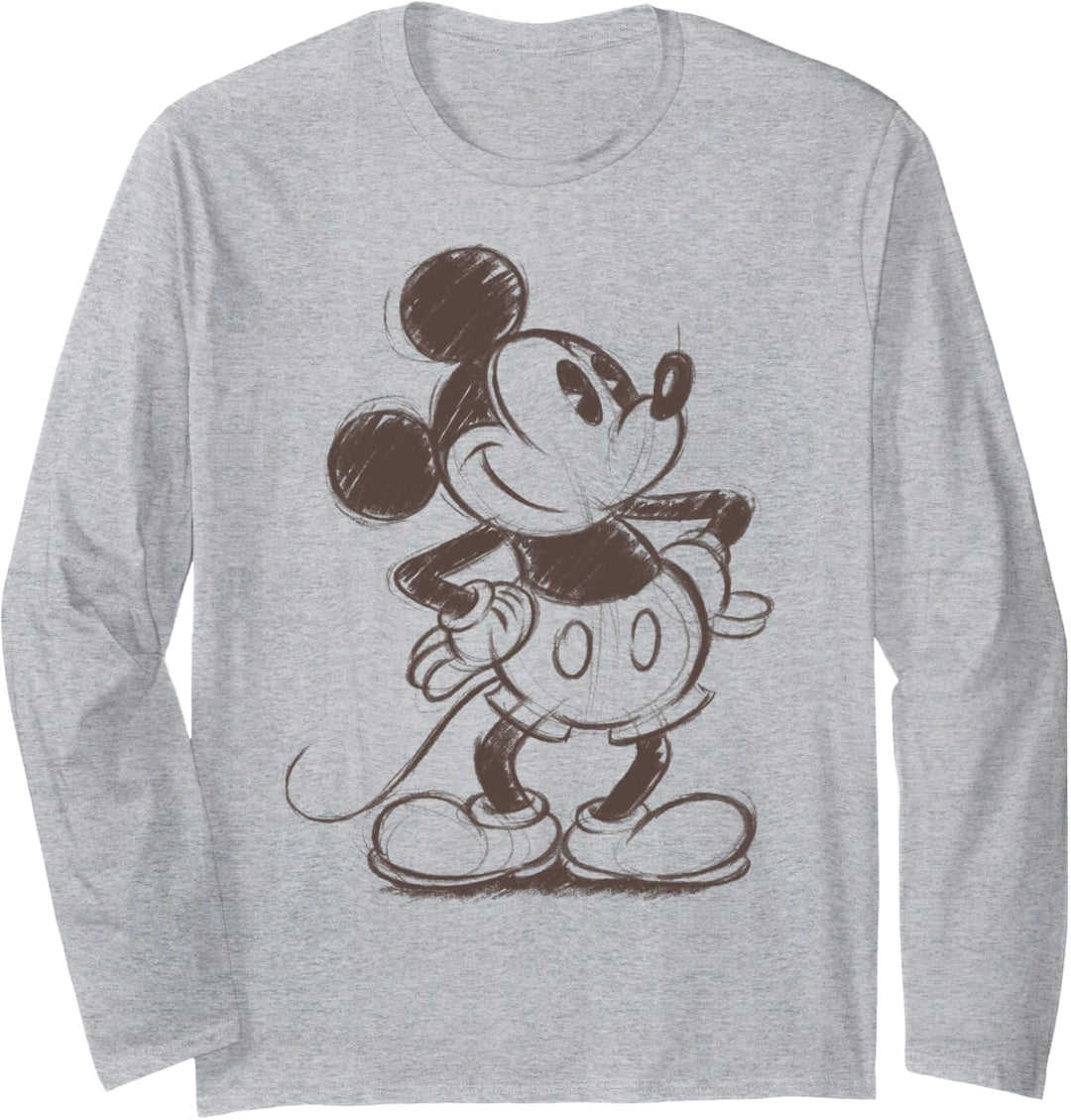 Disney Mickey Mouse Pencil Sketch Original Langarmshirt
