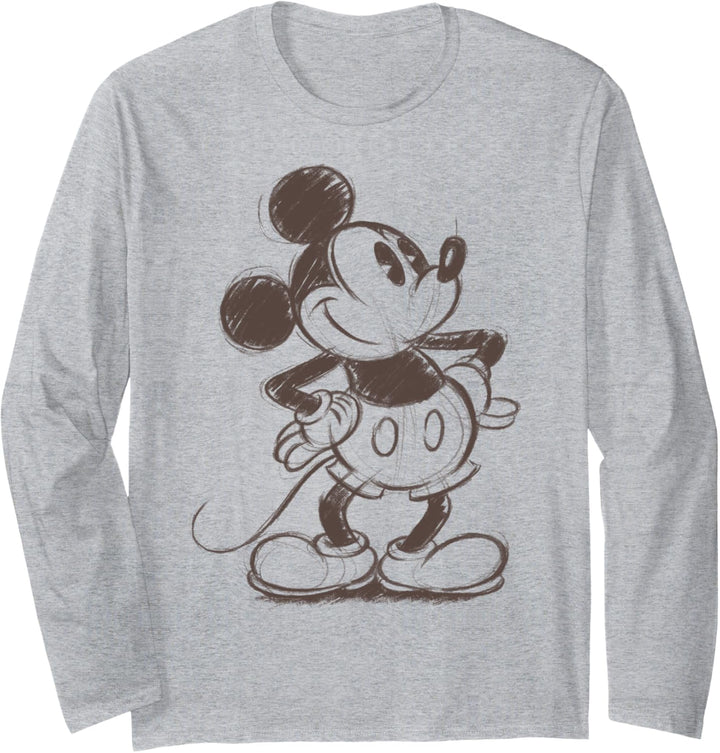 Disney Mickey Mouse Pencil Sketch Original Langarmshirt