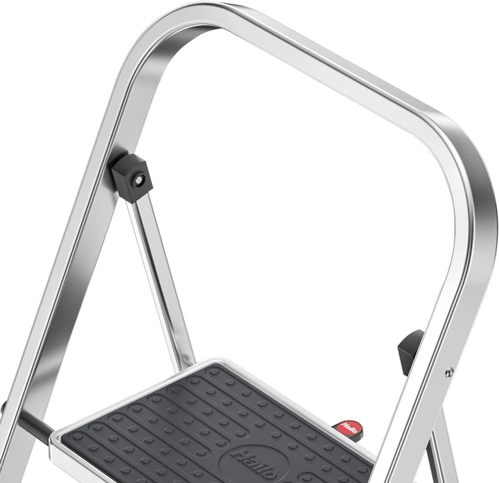 Hailo Alu-Klapptritt StandardLine, 2 grosse Stahl-Stufen bis 150 kg, kleine Alu Leiter mit Anti-Ruts