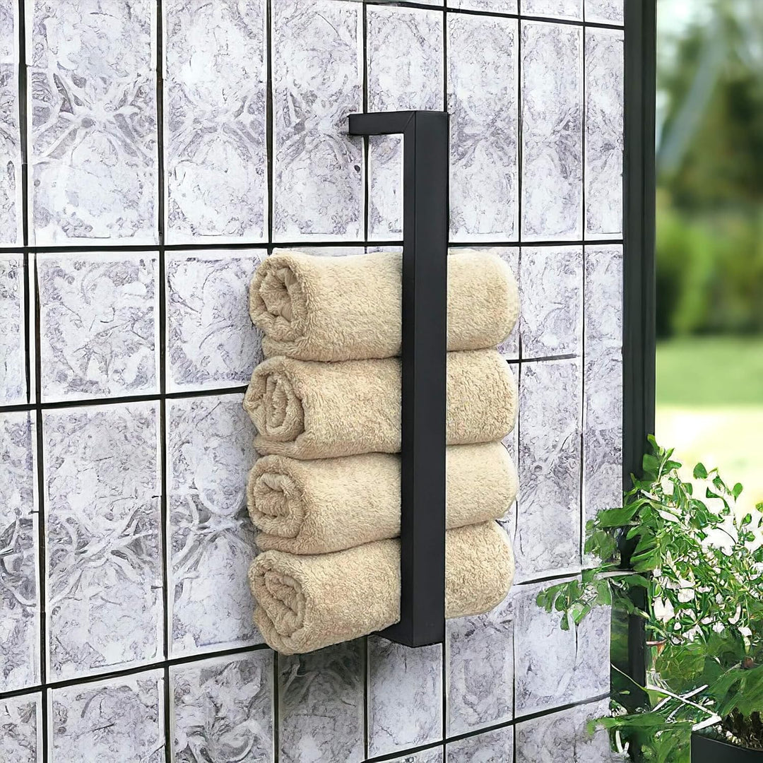 DanDiBo Handtuchhalter Metall Schwarz Wand Handtuchhaken 96499 Schmal Handtuchleiste Hakenleiste Mod