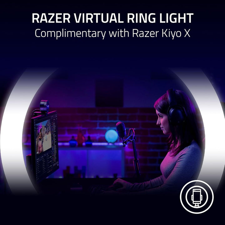 Razer Kiyo X - USB-Webcam für Streaming in Full-HD (1080p 30 FPS oder 720p 60 FPS, Autofokus, Plug +