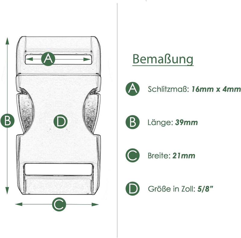 Metall-Klickverschluss Alumaxx, Set aus 8 Stück, 5/8" / Klippverschluss/Steckschliesser/Steckverschl