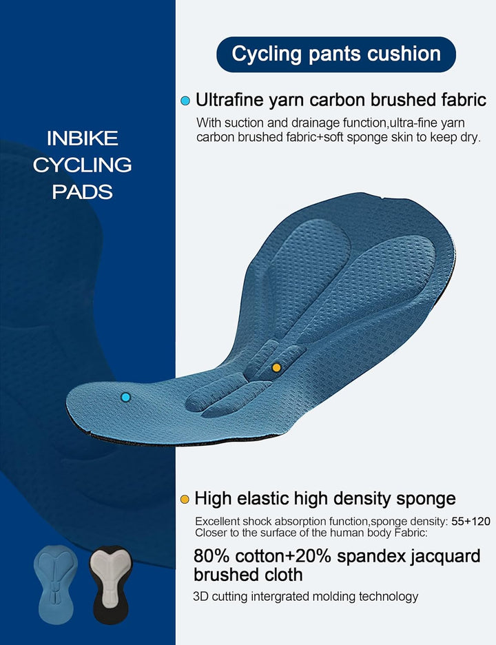 INBIKE Fahrrad Trägerhose Herren Lang Gepolstert Winter Elastizität mit Taschen Winddicht Atmungsakt