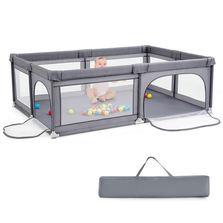 GOPLUS Baby Laufstall mit 50 Spielbällen, Krabbelgitter für Kleinkinder & Säulinge, Laufgitterzelt m