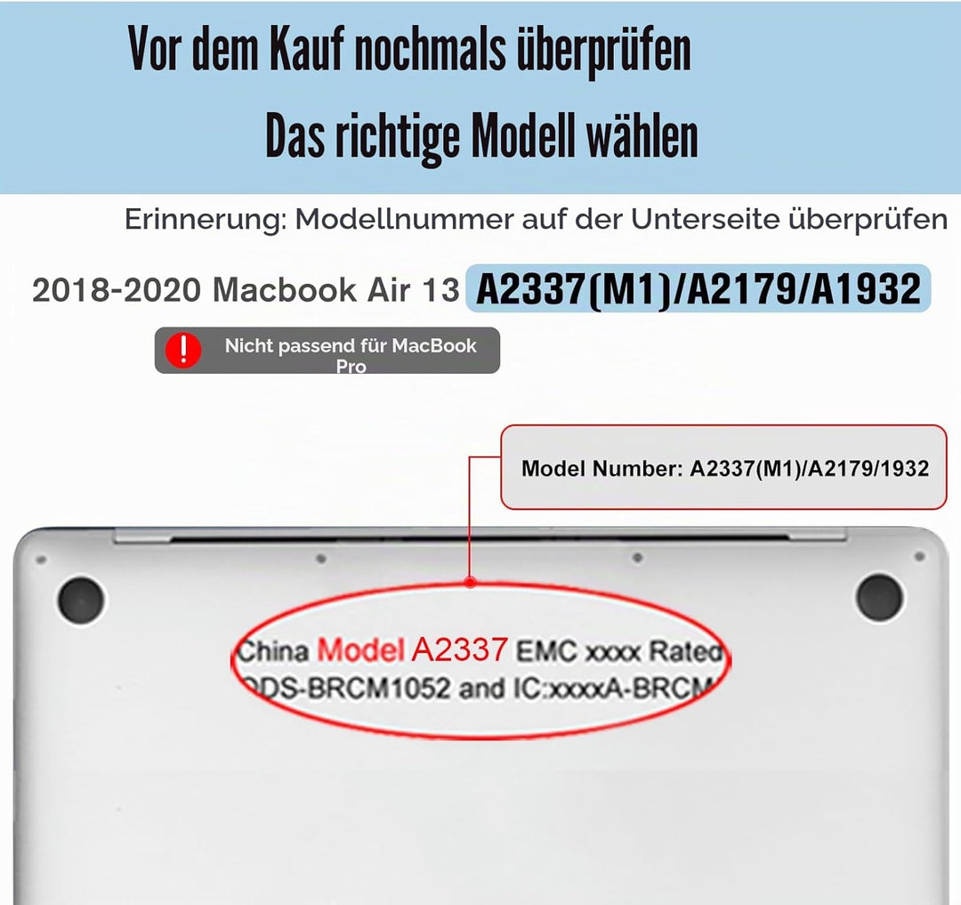 Fintie Hülle kompatibel mit MacBook Air 13 (2018-2020 Version) A2337(M1)/A2179/A1932, Ultradünne Har