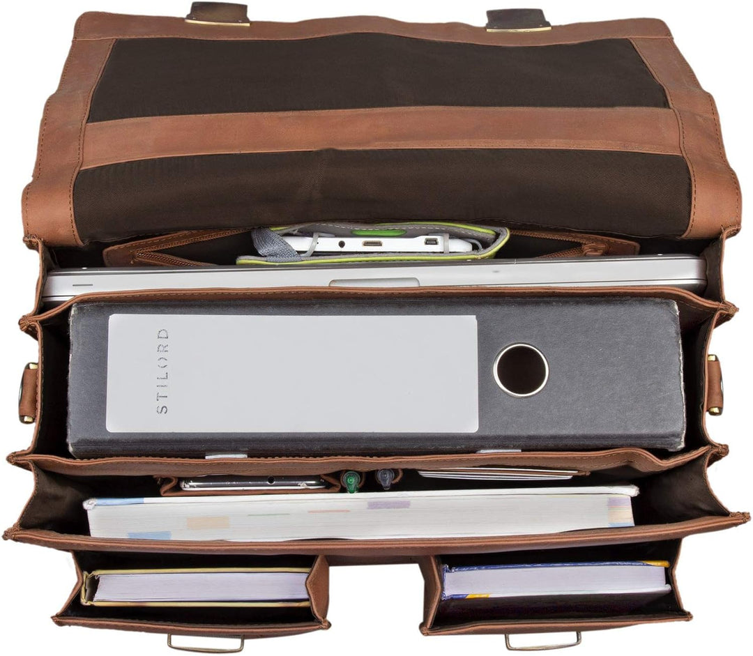 STILORD 'Atlas' Aktentasche Leder gross Vintage Lehrertasche Businesstasche Schultasche XL Bürotasch