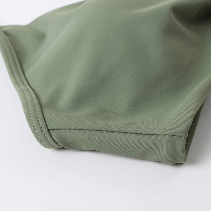 RXRXCOCO Damen Wickel Push Up Bikini Oberteil mit Bauchweg High Waist Bikini Set Bademode M Armeegrü