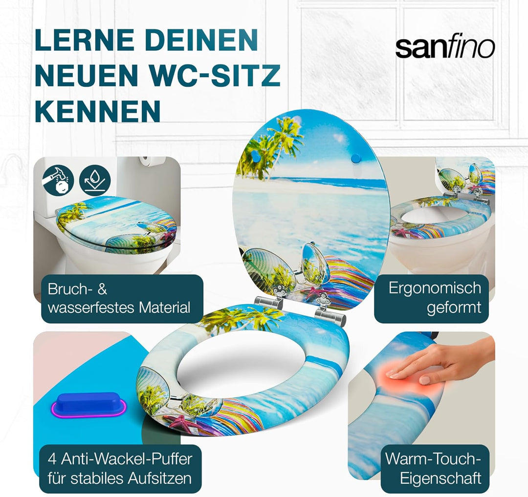 Premium WC Sitz mit Absenkautomatik – hochwertige Toilettendeckel aus Holz, viele bunte Motive, hohe