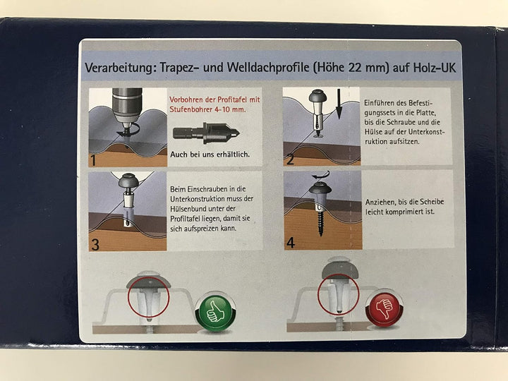 Reisser Abstand-Set DSH2 für Holz-UK Patent Wellplatten Profile Sinus Trapez Dach Kalotten 76/18