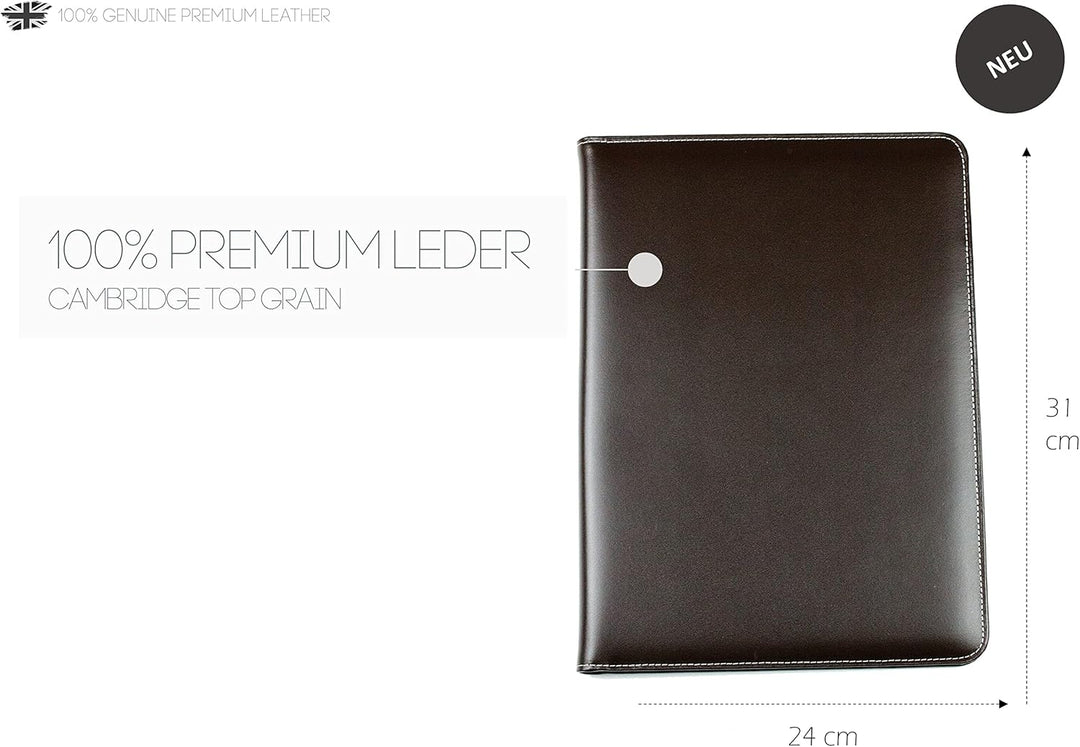 DELMON VARONE - Personalisierbare Urkundenmappe DIN A4 aus Cambridge Top Grain Leder braun, Dokument