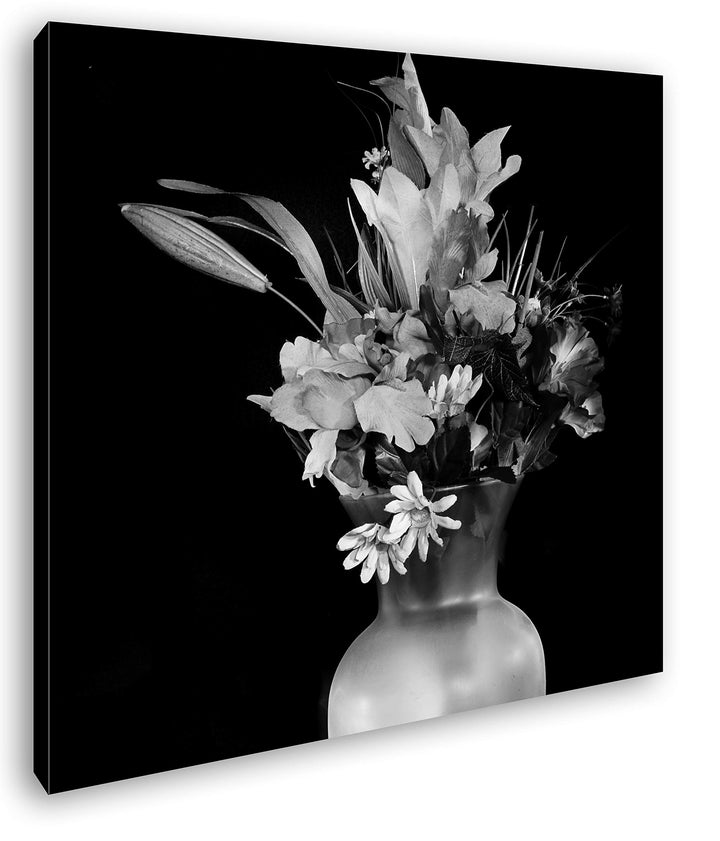 deyoli Stillleben Einer Vase mit bunten Blumen im Format: 70x70 Effekt: Schwarz&Weiss als Leinwandbi