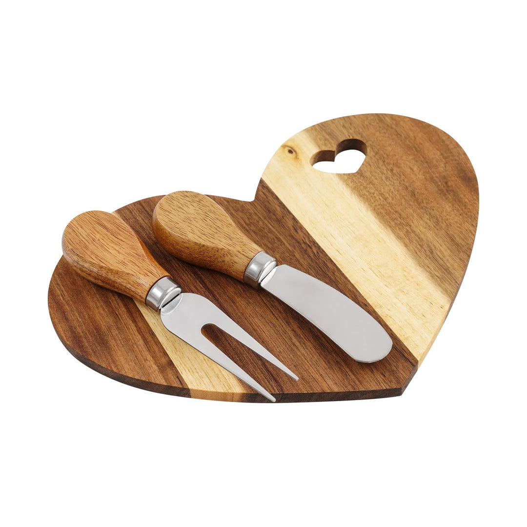 18 Stück Servierbrett Holz 21.3 x 14.7 x 0.9 cm Frühstücksbrett | Herzförmige Käsebrett mit Messer K