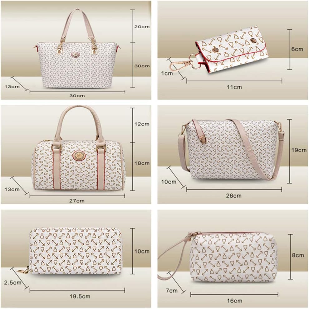 KEEPOP Frauen Handtasche Set 6 Stck PU Leder Tote Handtasche Set Mehrzweck Klassisch Schultertasche