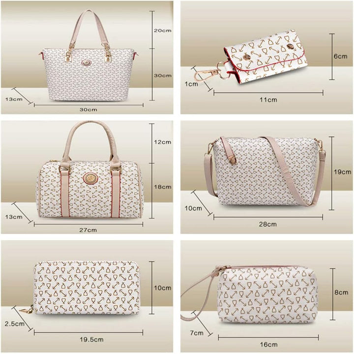 KEEPOP Frauen Handtasche Set 6 Stck PU Leder Tote Handtasche Set Mehrzweck Klassisch Schultertasche